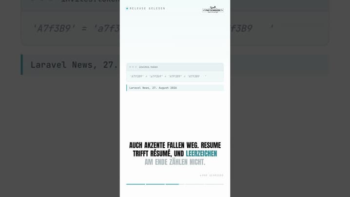 Vorschaubild: Laravel 13.27 (08/2026): whereBinary für Byte-Vergleiche